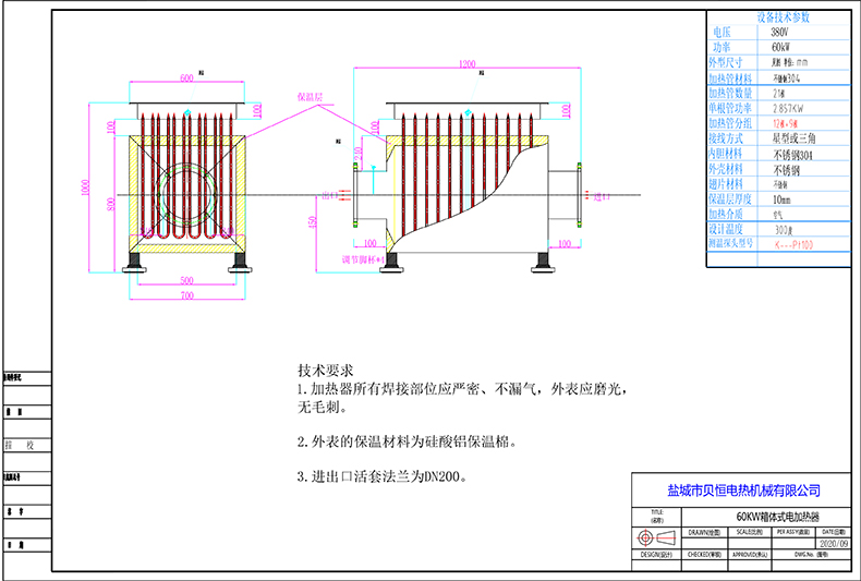 60KW風道電加熱器